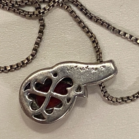 Macy's Garnet/diamond Necklace with Sterling Silver & 14kt gold accents - Picture 3 of 3